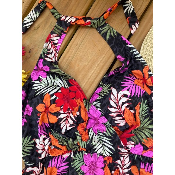 Swimsuits for All Swim Dress 16 V-Neck Halter Floral Print NEW - Picture 3 of 8